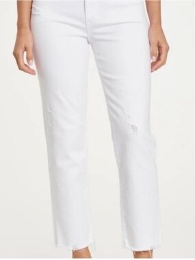 DAZE Cropped White STRAIGHT UP ankle Jeans for Women